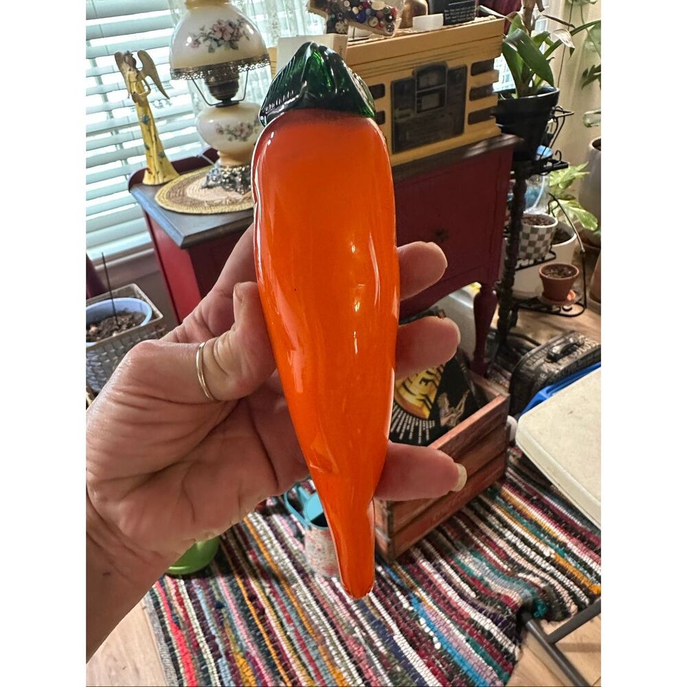Hand Blown Murano Glass Carrot Decoration Figurine